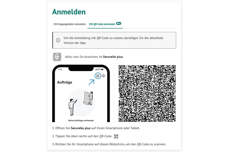 Vereinfachte Anmeldung zum Online-Banking mit SecureGo plus App